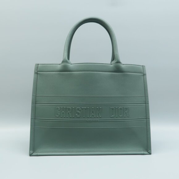 DIOR Book Tote Green Leather Tote - Picture 1 of 12